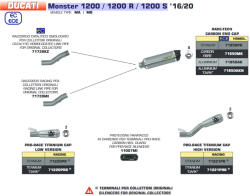 Arrow Exhaust Tobă finală ARROW Race-Tech pentru Ducati Monster 1200/1200R/1200S 2016-2020, Aluminiu închis (Dark)