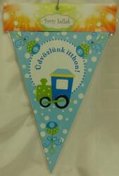  Zászlógirland babaszületésre, kék (8 db zászló+4 m szalag)-16584