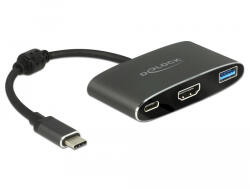 Delock Adapter USB Type-C Apa HDMI Anya DP Alt Mód 4K 30 Hz + USB A-típusú + USB Type-C PD