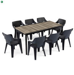 Keter Ravello Large 8+1 kerti bútor garnitúra szett kőris-fekete 260574_260564_8