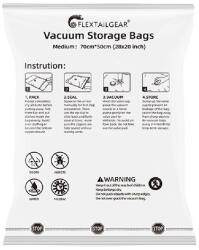 FLEXTAIL vákuumzsák szett - 4 db 40 × 60 cm-es újrahasználható tárolózsák S méret (VBAGS-WT-I)