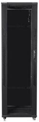 Lanberg FF01-6642-12B 19" 42U SZÉL: 600mm MÉLY: 600mm MAG: 2047mm lapraszerelt üvegajtós fekete rack szekrény (FF01-6642-12B) - bestbyte