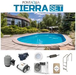 Pontaqua TIERRA BLUE POOL süllyesztett ovális medence szett 600 x 300 x 150 cm (TPA_206)