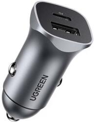 UGREEN CD130 autós töltő USB-A+PD 3.0 USB-C QC3.0 30W szürke (CD130)