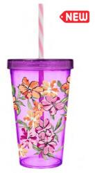 Solmazer IRIS Violet mintás pohár szívószállal 660ml 161448-012P (161448-012P) - emag