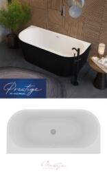 M-Acryl Optima különleges matt fekete akril kád 160x75 KÁD + ELŐLAP (matt fekete) + LÁB + Króm lefolyó klick-klack (12624)