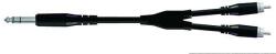 Proel BULK550LU18 Y kábel, 1, 8 m fekete, 6, 3 mm sztereó jack dugó - 2 x RCA dugó, öntött (BULK550LU18)
