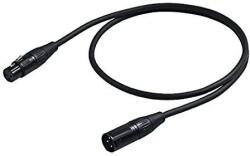 Proel CHL500LU2 DMX kábel 2 m, 3P DMX512 jelhez fekete, Yongsheng XLR 3PF és Yongsheng XLR 3PM, DMXD kábel (CHL500LU2)