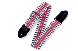 Levy's MC8VIN-004 Gitárpánt, pamut, bõr végekkel, 5cm széles, 152 cm széles, fehér-fekete minta (MC8VIN-004)