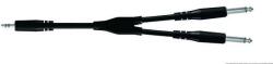 Proel BULK505LU18 Inzert Y kábel, 1, 8 m fekete, 3, 5 mm sztereó jack dugó - 2 x 6, 3 mono jack dugó, öntött (BULK505LU18)