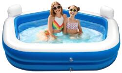  Felfújható medence fejtámlával, italtartóval - 213 x 206 x 60 cm - Fehér / Kék
