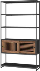 VASAGLE Modern Ipari Könyvespolc Szekrénnyel Kolumbiai Dió-Fekete (LLS821B43)