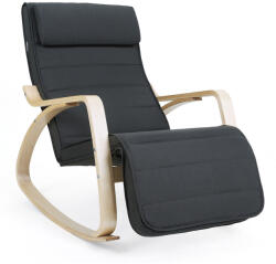 SONGMICS Nyírfa Relaxációs Hintaszék Állítható Lábtartóval Szürke - pepita - 48 978 Ft