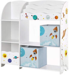 SONGMICS Űrhajós Gyerekszoba Tároló Szekrény Fehér Könyvespolccal és Játéktárolókkal (GKR42WT)