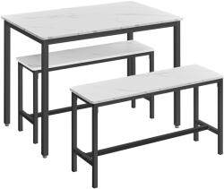 VASAGLE Modern Márvány Étkezőasztal Szett Paddal Fekete-Fehér - pepita - 53 003 Ft
