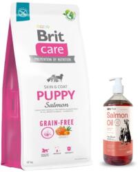 Brit BRIT CARE Dog Gabonamentes Kiskutya Lazac 12kg + Lab-V 100% lazacolaj kutyáknak és macskáknak minden korosztály számára 1000ml hidegen sajtolt