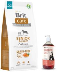 Brit BRIT CARE Dog Grain-free Senior & Light Salmon 12kg + Lab-V 100% lazacolaj kutyáknak és macskáknak minden korosztály számára 1000ml hidegen sajtolva