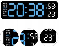  Nagy digitális falióra LCD hőmérséklet páratartalom dátum asztali ébresztőóra