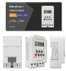 Qoltec Elektronikus időzítő Qoltec PC0629 DIN35 heti időzítő LCD 16 program (50629)