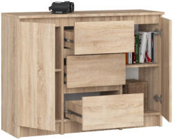 AKORD K100 Sonoma Tölgy Komód 3 Fiókkal és 2 Ajtóval (AKO-KOMMK1002D3SZSONPK)