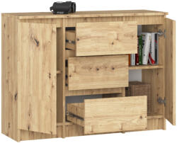 AKORD K100 Artisan Tölgy Komód 2 Ajtós 3 Fiókos (AKO-KOMMK1002D3SZARTPK)