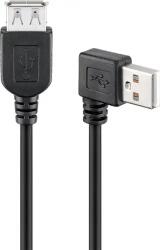 Goobay Cablu extensie USB 2.0 A tata cotit - USB 2.0 A mama, 0.3m, negru, Goobay (CABLE-USB-AM90R/AF-0.3BK)