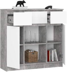 AKORD K100 Modern Komód Laminált Beton-Fehér 3 Fiókos (AKO-KOMMK1002D3SZ1PBETWEIPK)