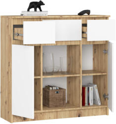 AKORD K100 Artisan Tölgy-Fehér Komód 3 Fiókkal és 2 Ajtóval (AKO-KOMMK1002D3SZ1PARTWEIPK)