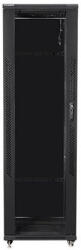 Lanberg FF01-6642-12B 19" 42U SZÉL: 600mm MÉLY: 600mm MAG: 2047mm lapraszerelt üvegajtós fekete rack szekrény