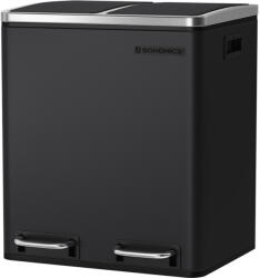 SONGMICS Dupla Pedálos Szemetes Acél Kuka Fekete 2x15L Puha Záródással (EUZ-LTB30BK)