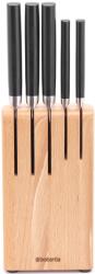 Brabantia Profile Slice & Dice konyhai késtartó blokk, 5db késsel, r. m. acél, bükkfa - 260483 (260483)