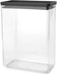Brabantia tárolóedény 5, 4L, egymásra rakható, légmentes záródás, szögletes, sötétszürke, átlátszó műanyag tartály - 229985 (229985)
