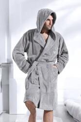 L&L Ivo férfi fürdőköpeny kapucnival, szürke, L