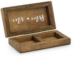 PartyDeco Gyűrűtartó box fából, 10 X 5, 5 cm