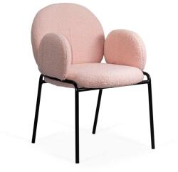 Chairs ON Scaun dining din material boucle pe cadru metalic BUC 281 roz