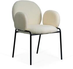 Chairs ON Scaun dining din material boucle pe cadru metalic BUC 281 crem