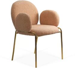 Chairs ON Scaun dining din material boucle pe cadru metalic auriu BUC 282 bej
