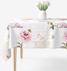 Goldea szögletes terítő 100% pamutvászon - pünkösdirózsa mintás 120 x 120 cm