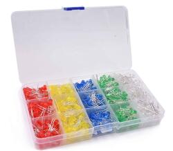 TECHFUN Többszínű 500 db LED + műanyag rendező - 5 mm (26115)