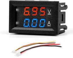 TECHFUN Digitális DC voltmérő / ampermérő - 50A, display piros, kék (nélkül shunt) (51811)