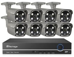 Tinosec/Techage Kamerakészlet POE 8xkamera 8MP + NVR típusú 6708K-8-605GP-AI-80 (75324)