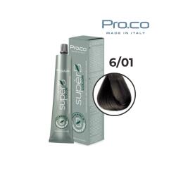 Pro.co Vopsea de par profesionala - fara amoniac - SUPERB - PROCO - 100 ml - 6 01 BLOND INCHIS CENUSIU (U6/01)
