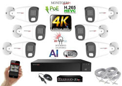  MS - AI Hybrid Light IP kamerarendszer 6 kamerával switchel 8 Mpix WT - 6484k6B