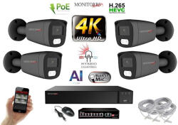 MS - AI Hybrid Light IP kamerarendszer 4 kamerával switchel 8 Mpix GT - 6483k4B