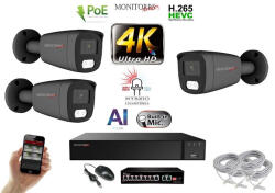  MS - AI Hybrid Light IP kamerarendszer 3 kamerával switchel 8 Mpix GT - 6483k3B