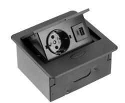 GTV Priza incorporabila in blat AVARO 1xSchuko, 2xUSB, negru mat (AE-PB1SAVA-20N)