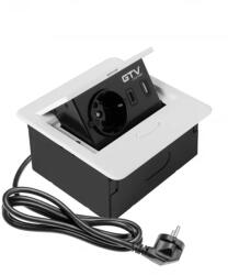 GTV Priza incorporabila in blat AVARO 1xSchuko, 2xUSB, alb mat (AE-PB1SAVA-10N)