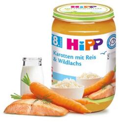 Hipp БИО Рибно меню с моркови, ориз и дива сьомга 8м+ 220г
