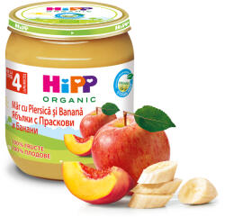 Hipp Био пюре Ябълки с банани и праскови 4м+ 125г