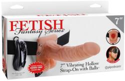 Pipedream 7" Vibrating Hollow Strap-On with Balls Light/Black felcsatolható eszköz